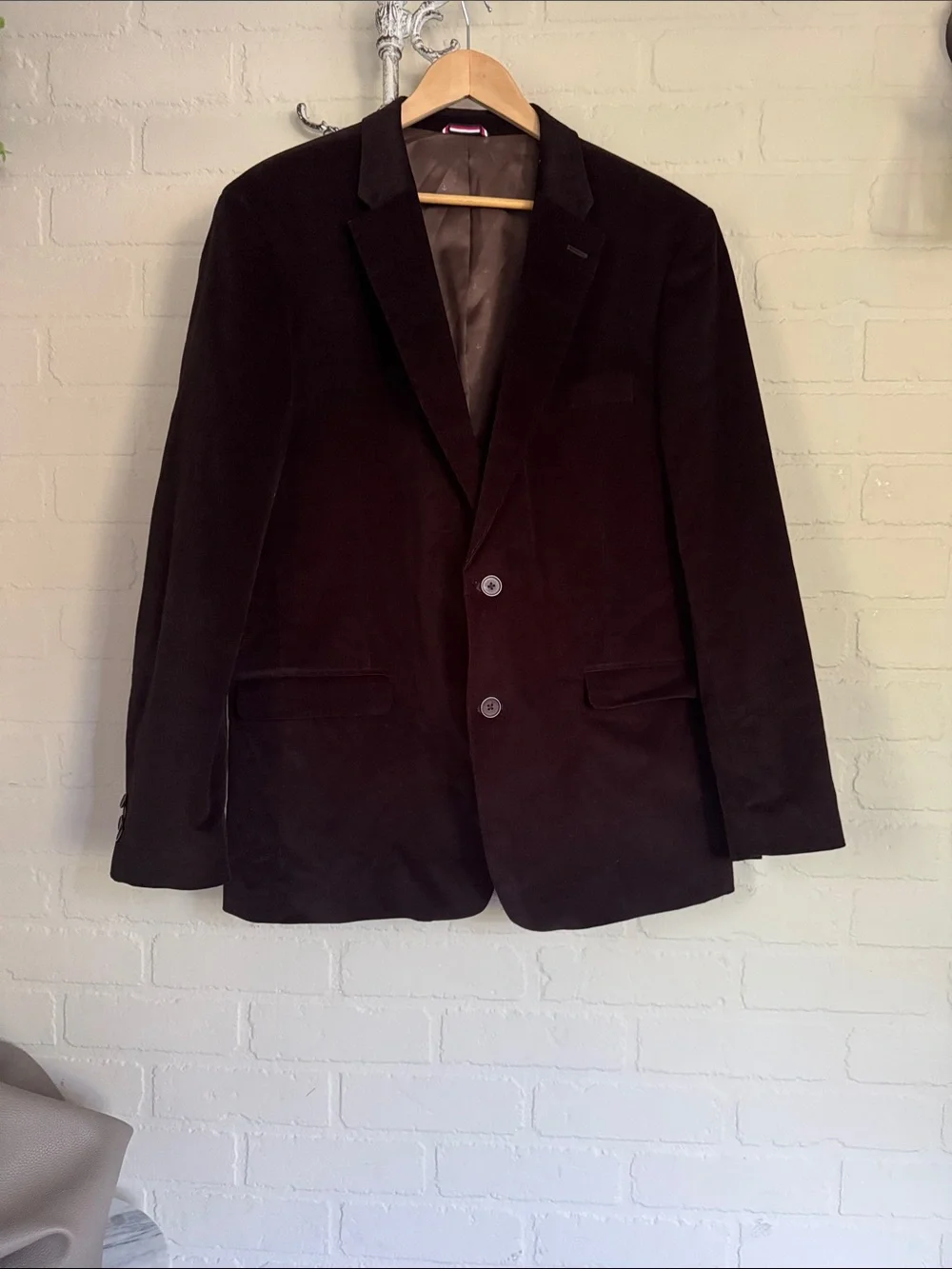 Tommy Hilfiger suit coat blazer sports brown velvet corduroy 44R